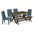 Pemberly Row 6-Piece Wooden Dining Set in Wire Brushed Black Finish
