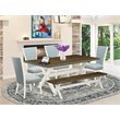 Pemberly Row 6-Piece Wood Dining Set in Baby Blue and Jacobean Finish