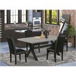 Pemberly Row 5-Piece Dining Set with Leather Upholstered Chairs in Black