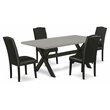 Pemberly Row 5-Piece Dining Set with Leather Upholstered Chairs in Black