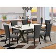 Pemberly Row 7-Piece Wood Dining Set in Linen White and Dark Gotham Grey