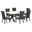 Pemberly Row 7-Piece Wood Dining Set in Linen White and Dark Gotham Grey