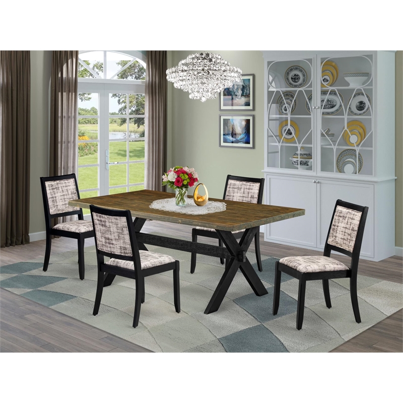 Pemberly Row 5-Piece Wood Dining Set with Distressed Jacobean Tabletop