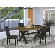 Pemberly Row 5-Piece Dining Set with Jacobean Finish and Black Accents