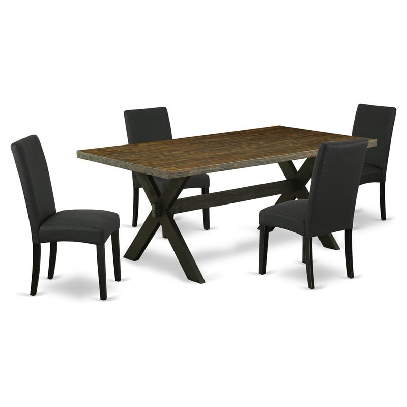 Pemberly Row 5-Piece Dining Set with Jacobean Finish and Black Accents