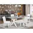 Pemberly Row 5-Piece Wood Dining Set in White Finish with Wooden Chairs