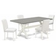 Pemberly Row 5-Piece Wood Dining Set in White Finish with Wooden Chairs