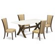 Pemberly Row 5-Piece Acacia Wood Dinette Set with Parson Chairs in White