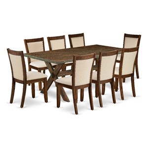 Pemberly Row Dining Table Set with 8 Chairs in Distressed Jacobean