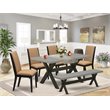 Pemberly Row 6-Piece Dining Set with Bench and Chairs in Wire Brushed Black