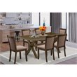 Pemberly Row 7-Piece Dining Set with Upholstered Chairs in Coffee/Jacobean