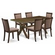 Pemberly Row 7-Piece Dining Set with Upholstered Chairs in Coffee/Jacobean