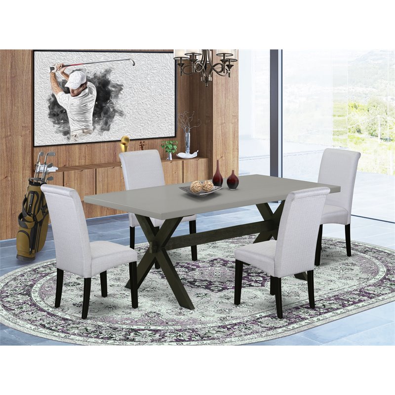 Pemberly Row 5-Piece Wood Dining Set in Black and Gray with Padded Chairs