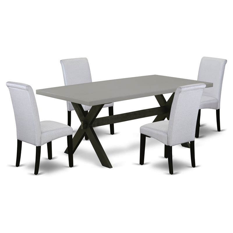Pemberly Row 5-Piece Wood Dining Set in Black and Gray with Padded Chairs