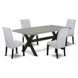 Pemberly Row 5-Piece Wood Dining Set in Black and Gray with Padded Chairs