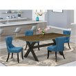 Pemberly Row 5-pc Wood Dining Set in Jacobean and Black with Linen Chairs