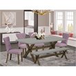 Pemberly Row 6-Piece Wooden Dining Set with Mahogany Table and Beige Seats