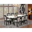 Pemberly Row 9-Piece Wooden Dining Set White/Black Gray Upholstery