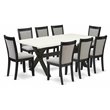 Pemberly Row 9-Piece Wooden Dining Set White/Black Gray Upholstery