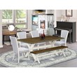 Pemberly Row 6-Piece Wood Dining Set with Fabric Chairs in White Finish