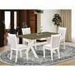 Pemberly Row 5-Piece Acacia Wood Dining Set in Cream and White Finish