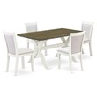 Pemberly Row 5-Piece Acacia Wood Dining Set in Cream and White Finish