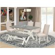 Pemberly Row 6-Piece Wood Dining Set in Linen White and Cement Finish