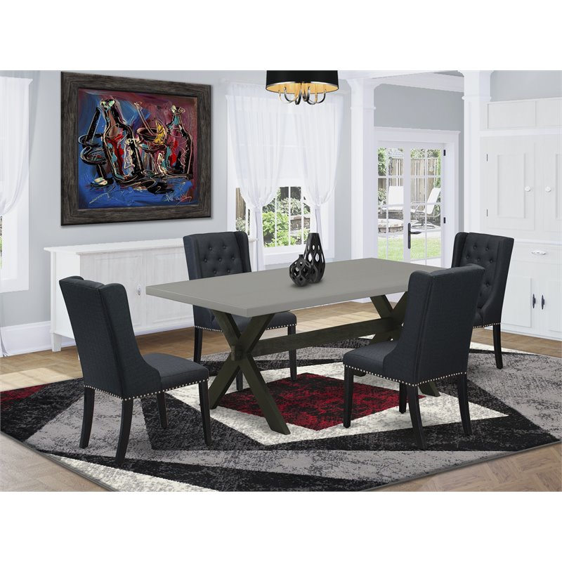 Pemberly Row 5-Piece Wood Dining Set with Black and Cement Finish