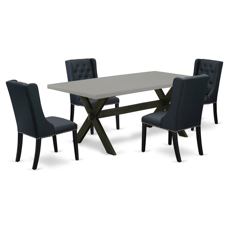 Pemberly Row 5-Piece Wood Dining Set with Black and Cement Finish