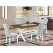 Pemberly Row 5-Piece Wood Dining Set in Linen White and Baby Blue