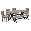 Pemberly Row 6-Piece Wood Dining Set in Black and Coffee Finish
