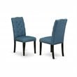 Pemberly Row 6-Piece Dining Set with Wood Table & Bench in Mineral Blue