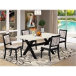 Pemberly Row 5-Piece Rubberwood Dining Set in White Faux Leather Upholstery
