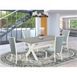 Pemberly Row 5-Piece Wood Dining Set with Fabric Seats in Baby Blue