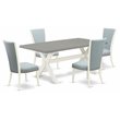 Pemberly Row 5-Piece Wood Dining Set with Fabric Seats in Baby Blue