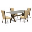 Pemberly Row 5-Piece Wood Dinette Set in Jacobean and Cement Finish