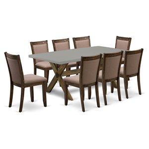 Pemberly Row 9-Piece Wood Dining Set in Jacobean Cement and Coffee