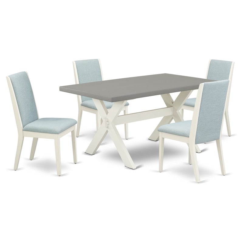 Pemberly Row 5-Piece Wood Dining Set in White and Cement Finish