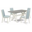 Pemberly Row 5-Piece Wood Dining Set in White and Cement Finish