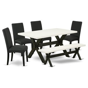 Pemberly Row 6-Piece Wood Dinette Set in White and Black Finish
