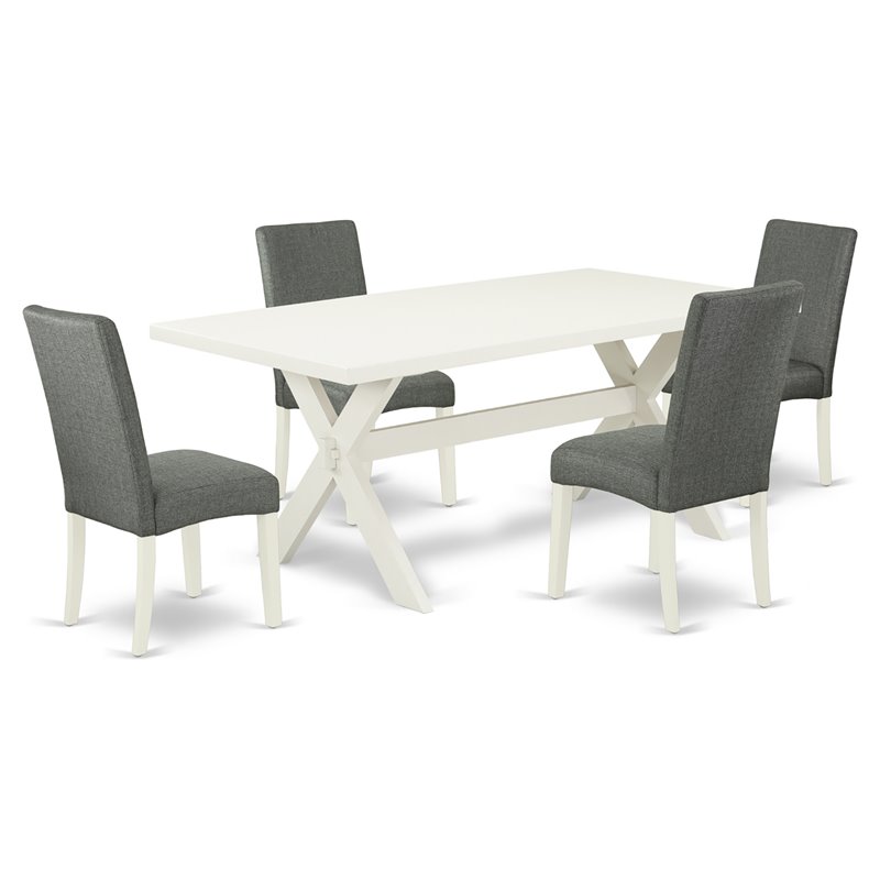 Pemberly Row 5-Piece Wood Dinette Set with Parson Chairs in Mahogany