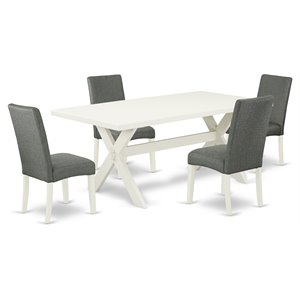 Pemberly Row 5-Piece Wood Dinette Set with Parson Chairs in Mahogany
