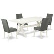Pemberly Row 5-Piece Wood Dinette Set with Parson Chairs in Mahogany