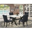 Pemberly Row 5-Piece Wood Dining Set in Black with Linen White