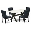 Pemberly Row 5-Piece Wood Dining Set in Black with Linen White
