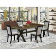 Pemberly Row 5-Pc Rubberwood Dining Set in Jacobean Gray Black Finish