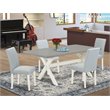 Pemberly Row 5-Piece Modern Wood Dining Set in Linen White and Cement