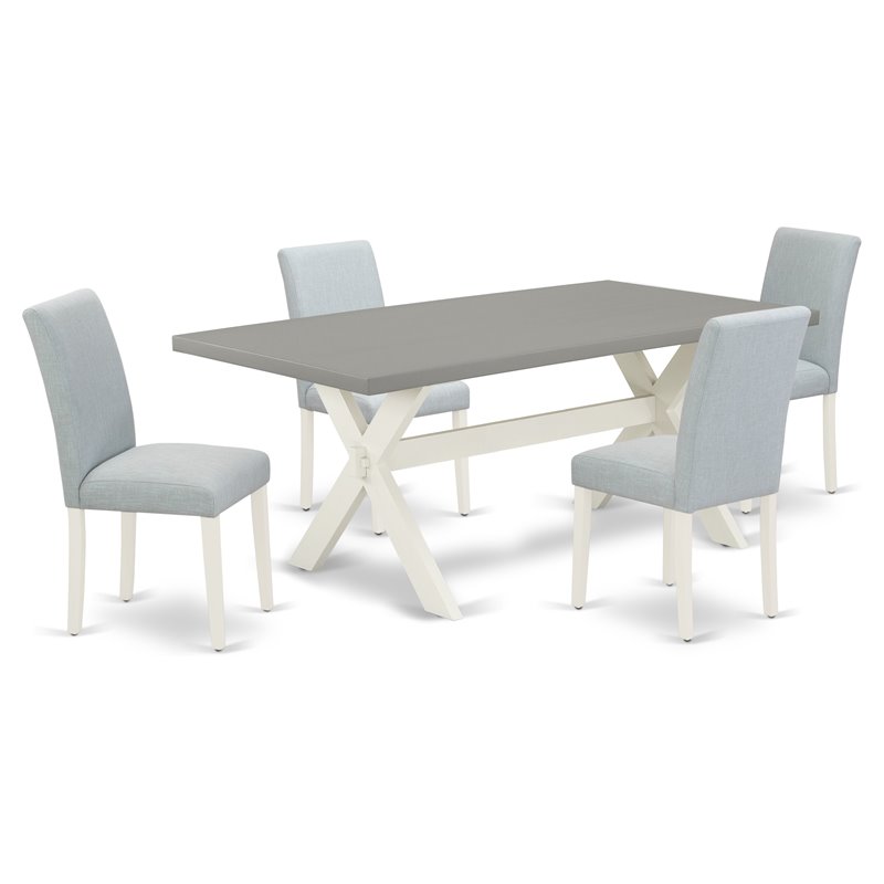 Pemberly Row 5-Piece Modern Wood Dining Set in Linen White and Cement