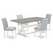 Pemberly Row 5-Piece Modern Wood Dining Set in Linen White and Cement