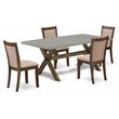Pemberly Row 5-Piece Acacia Wood Dining Set in Dark Gray/Cement/Jacobean
